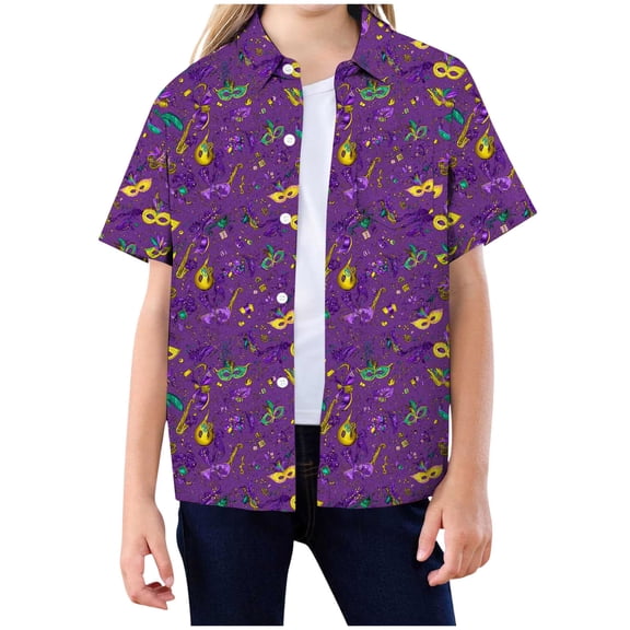 Rotm Kids Christmas Button Up Girls Thanksgiving Shirts Buffalo Plaid Raglan Tee Cute Turkey Holiday Party Long Sleeve Button up Shirt Purple,4-5 Years