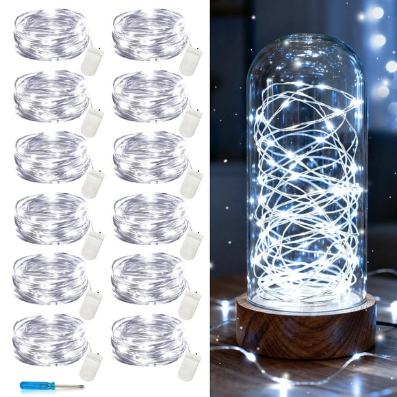 String Lights VOOKRY, paquete de 12 unidades, 30 LED, batería de 3 m, color blanco frío