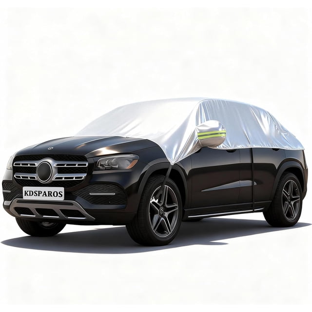 Half Car Cover for Windshield Ice & Snow - Windshield Snow Cover with Hail Protector, All-Weather Car Cover Fit for Cars & SUVs with Reflective Straps