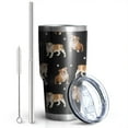 thumbnail image 2 of 30oz Bulldog Dog and Footprints Tumblers Stainless Steel Tumbler with Lid and Straw,Vacuum Insulated Double Wall Travel Tumbler Cups Mug with Cleaning Brush for Coffee,Tea, 2 of 7