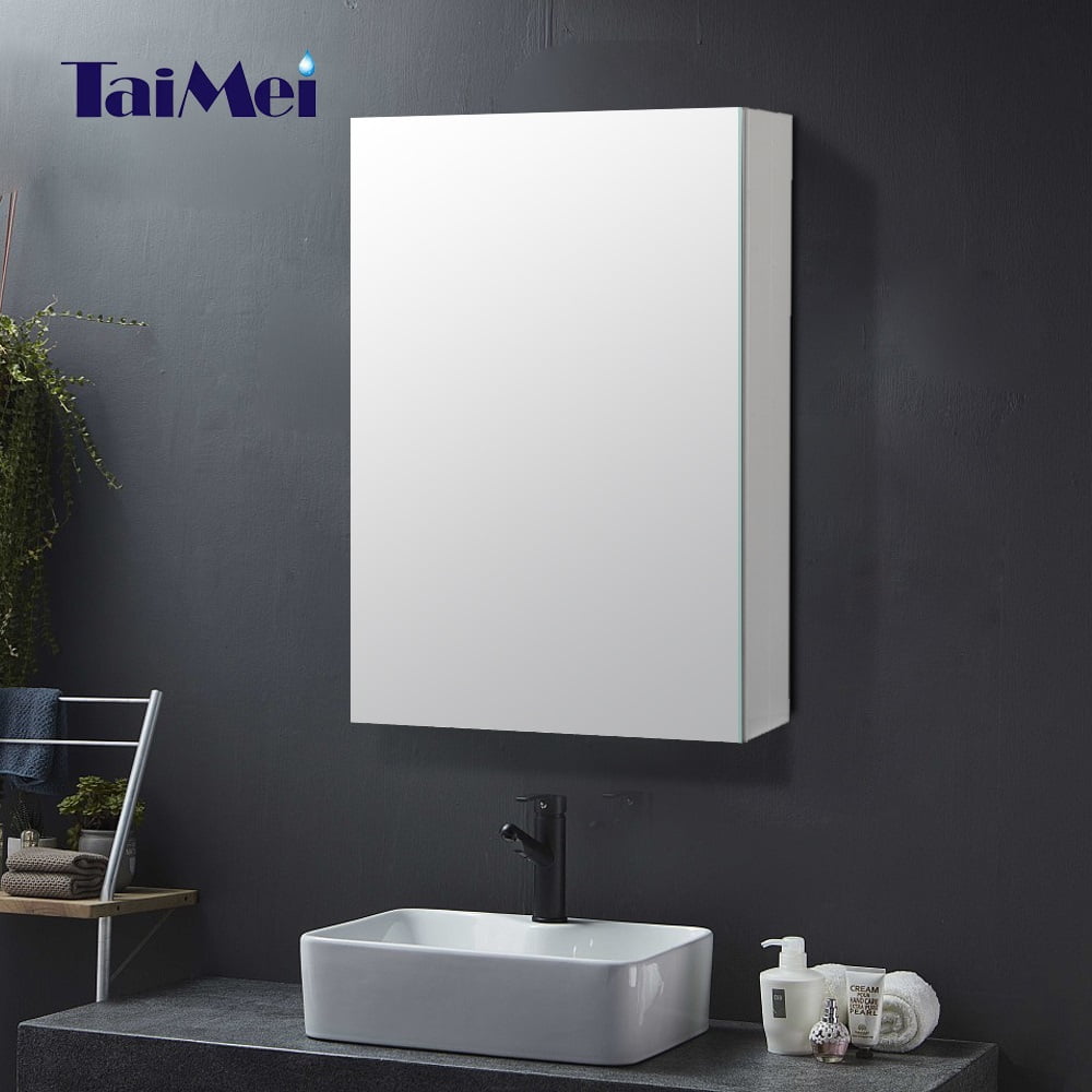 Taimei, Bathroom Mirror Cabinet, Stainless Steel, Aluminum, Glass, Mirrored, Polystyrene, 16" W x20" H x 4.5/8 D, Satin