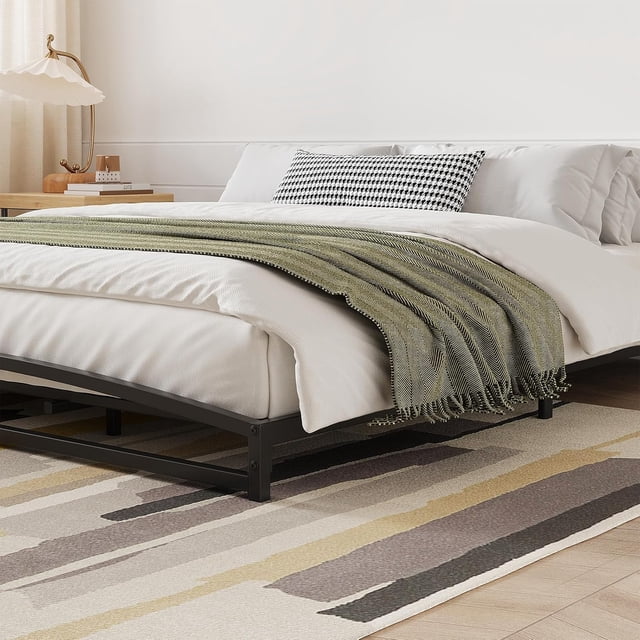 King size 6-pulgada heavy duty metal platform marco de cama con midfoot structure y arched design - no box spring, noise-free