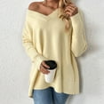 thumbnail image 5 of PuLe Sweaters for Women Women’s V Neck Oversized Sweaters Split Hem Pullover Sweaters Long Sleeve Warm Knit Pullover Tops, 5 of 6