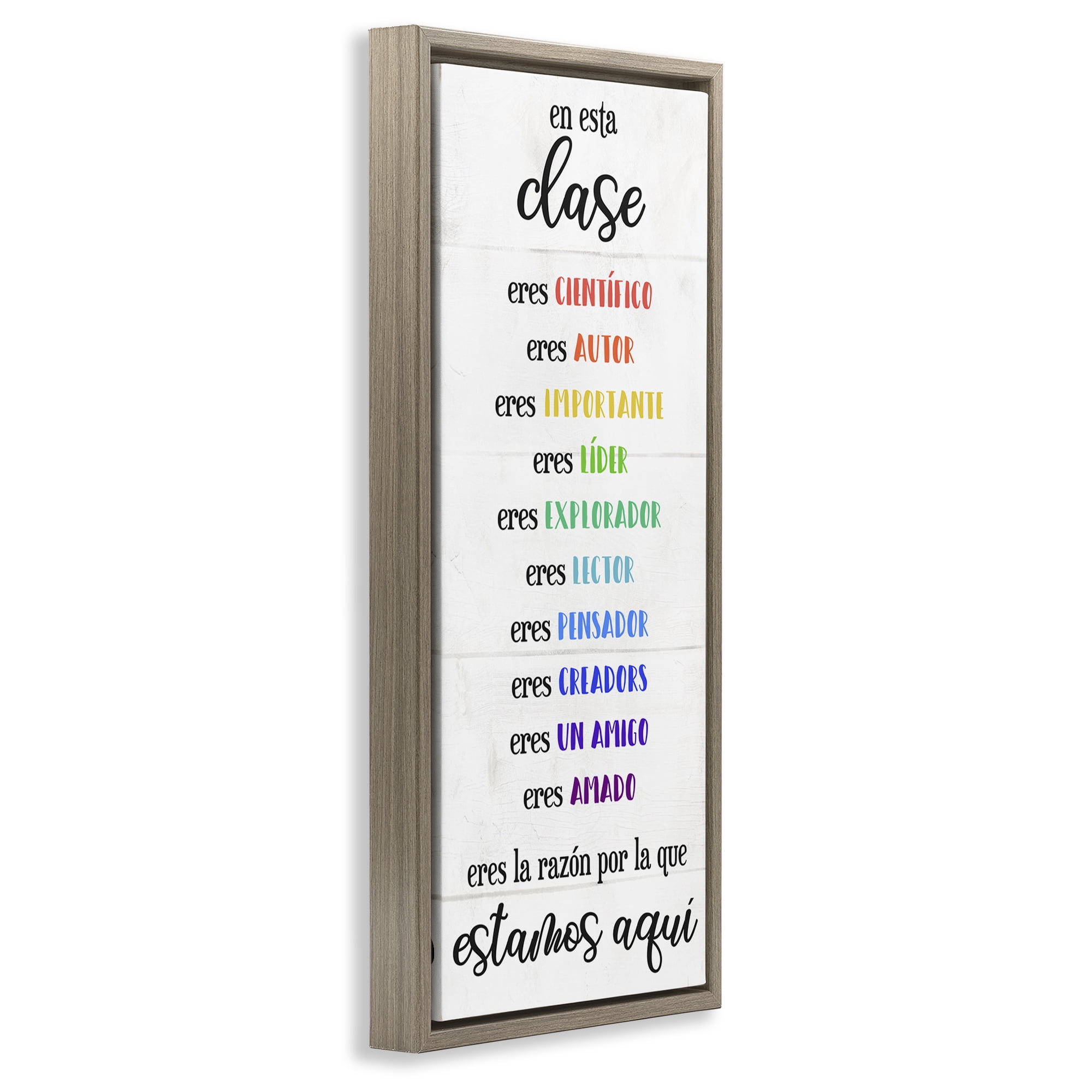 Stupell Industries En Esta Clase Eres… Inspirational Quotes & Sayings Painting Brown Floater Framed Art Print Wall Art, 14 x 31