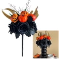 thumbnail image 2 of Clearance Under $3.66! 1BUNCH Halloween Black Floral Arrangement, Artificial Pumpkin & Rose Centerpiece for Home, Plastic, (18.5in, A), 2 of 9