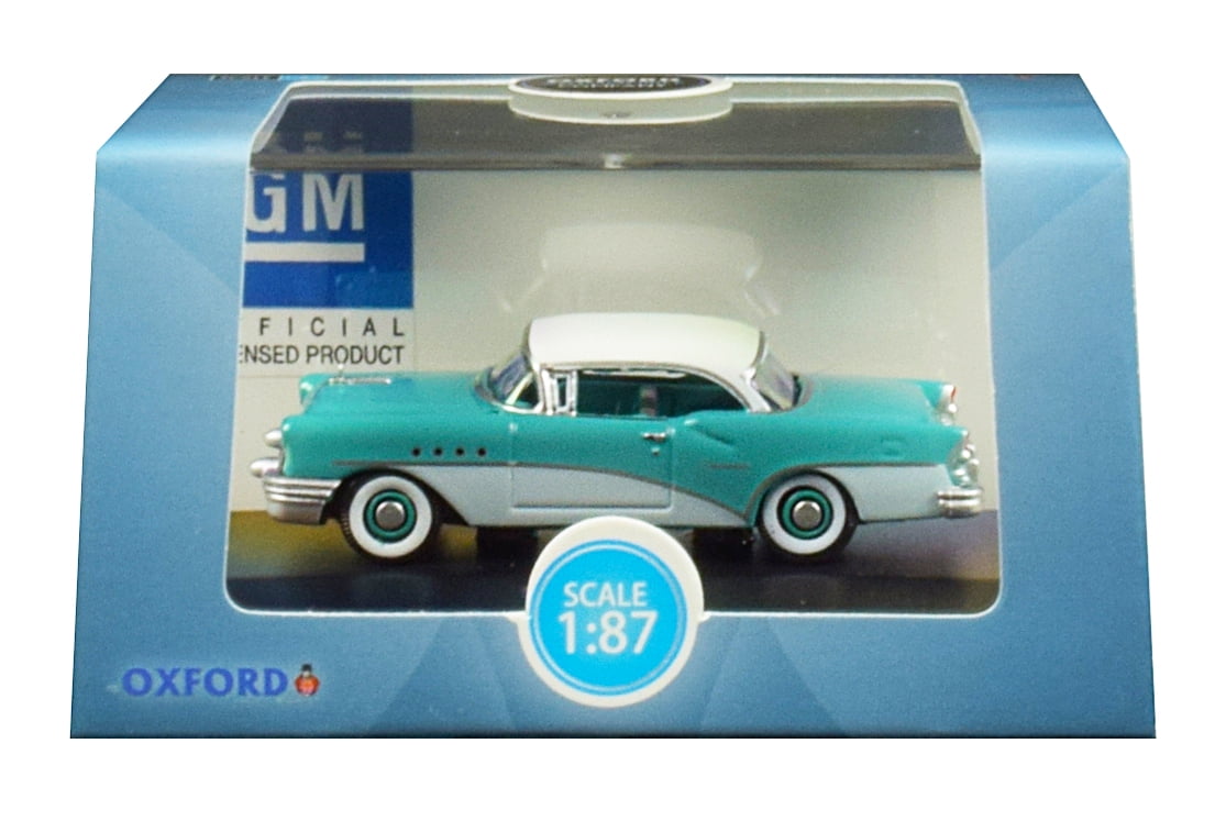 1955 Buick Century Turquoise and Polo White 1/87 (HO) Scale Diecast Model  Car by Oxford Diecast