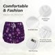 thumbnail image 4 of Balery Purple Snow Flakes Pantalones cortos deportivos para mujer con forro y dos bolsillos, elásticos, para entrenamiento, gimnasio, yoga-Large, 4 of 7