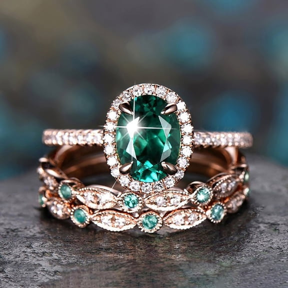 SeekLGT Stackable Gemstone Ring Set Vintage 1pcs Engagement Wedding Luxury Birthday Anniversary Jewelry for Women