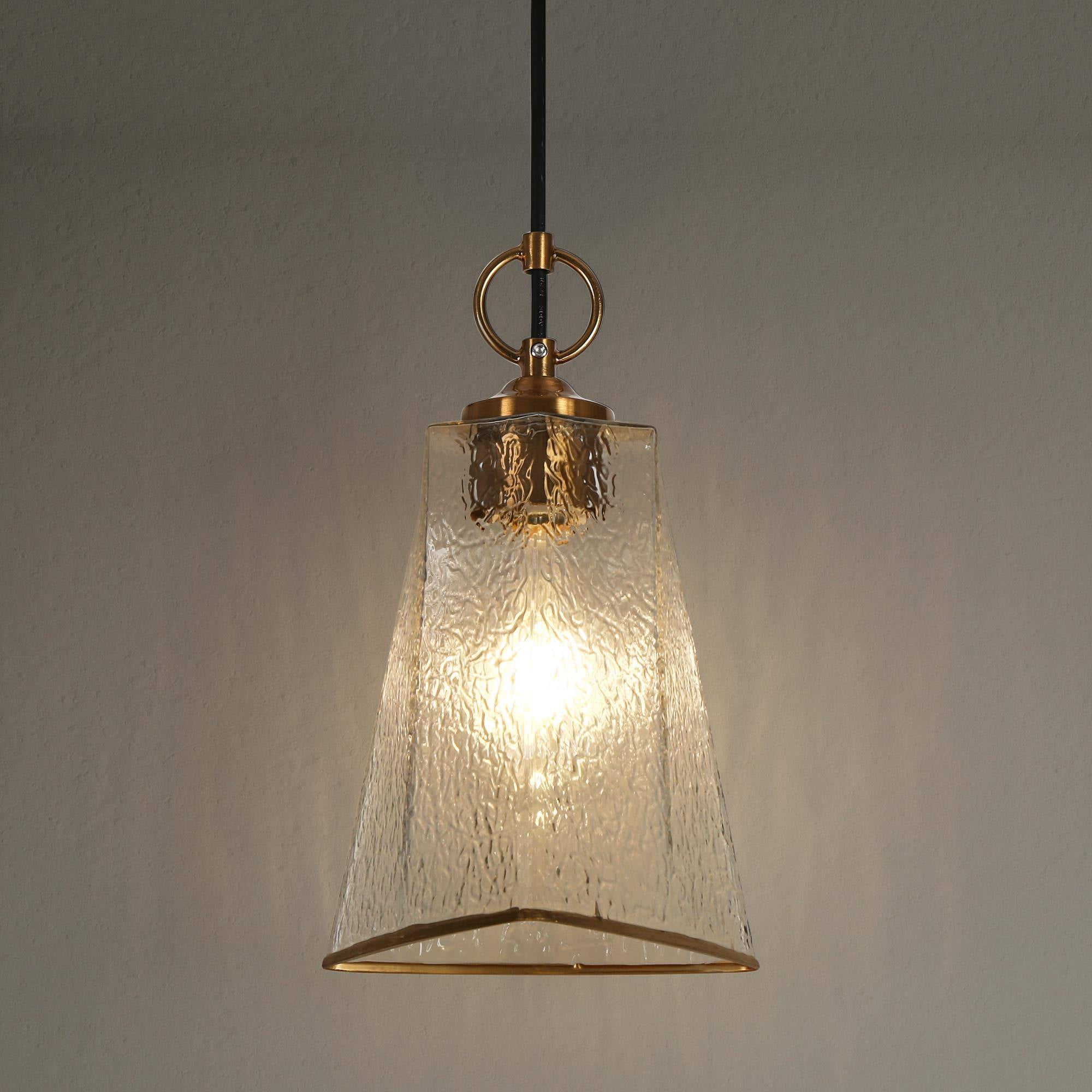 LNC Modern Cone Glass Pendant Light, 6.7" Polished Gold and Black Mini Ceiling Fixture