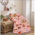 thumbnail image 3 of Pink Christmas Gingerbread Man Throw Blanket, Winter Cute Star Snowflakes Candy Cane Throws Blankets, Xmas Soft Lightweight Holiday Blanket for Couch Sofa Bed Chair Living Rooms Decor 40X50IN, 3 of 6