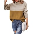 thumbnail image 4 of hirigin Women Sweater, Long Sleeve Turtleneck Contrast Color Knit Pullover for Casual Daily, 4 of 8