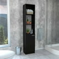 thumbnail image 3 of DUOSONG Black Wengue 2-Shelf Rectangle Linen Cabinet Black Particle Board Furniture Primary Living Space Cabinets, 3 of 9