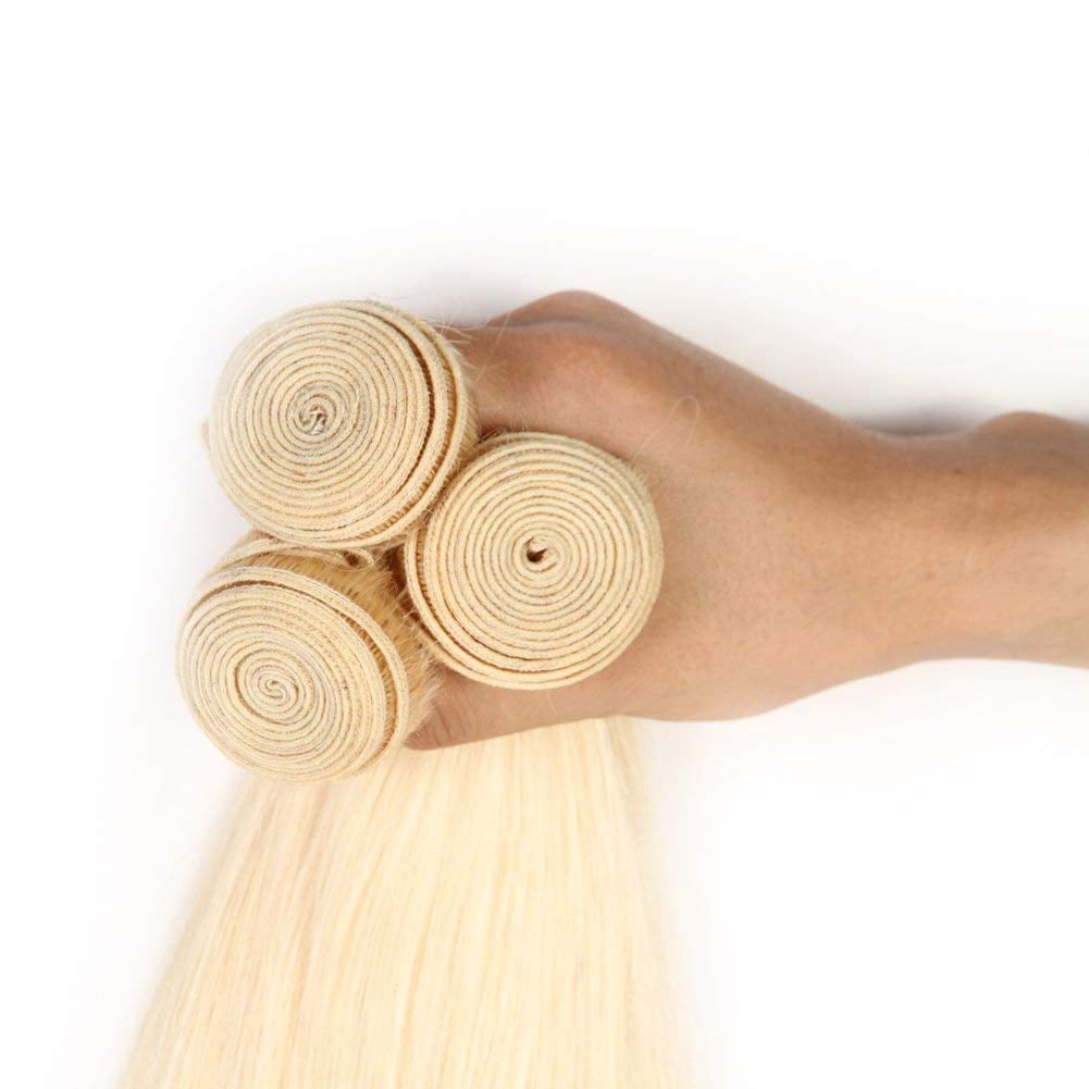 12A Human Hair Bundle 613 Blonde 20 22 24 Inch 3 Straight Bundle Real Hair Unprocessed Brazilian Remy Undyed Perm Hairpiece Hair Growth Quick Weave Shiny Bundle