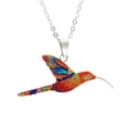 thumbnail image 3 of Juego de aretes y cadena con dije colibri ZVEZDA plata mexicana ley .925 Naranja, 3 of 5