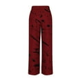 thumbnail image 4 of Clearance Deals Gnurob Wide Leg Pant for Womens Elastic Waisted Trousers Straight Palazzo Printed Slacks Cozy Drawstring Pants Relaxed Fit Loungewear Fashion Streetwear,A01-Red,X-Large, 4 of 5