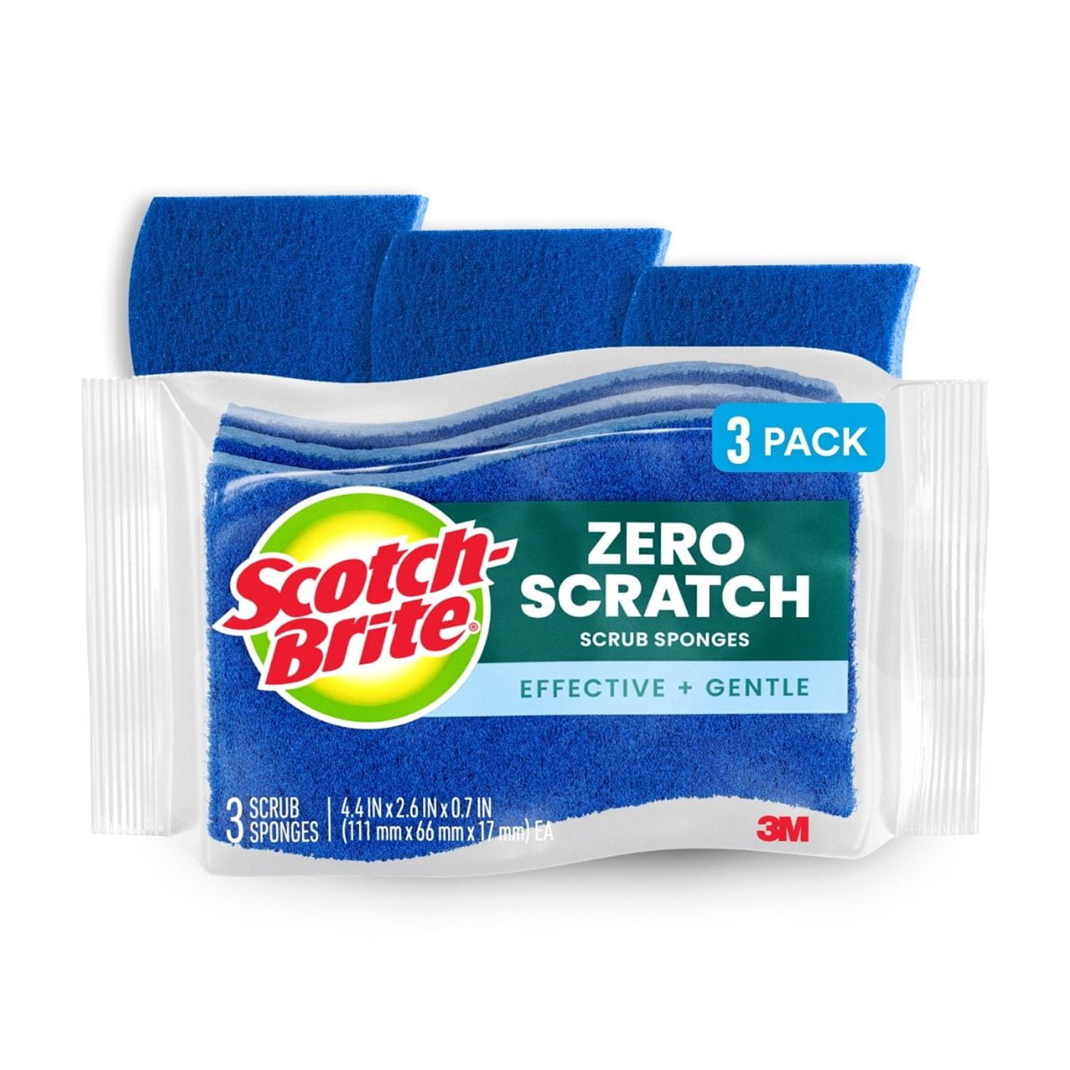 (5 pack) Scotch-Brite Zero Scratch, Non-Scratch, Cleaning Scrub Sponge, 3 Dish Sponges