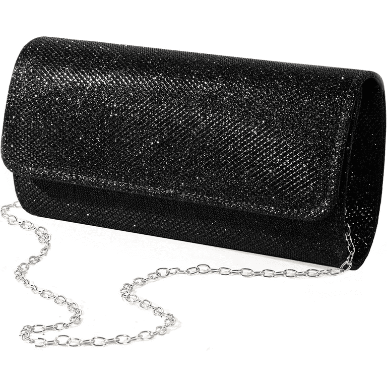 ZHUYING Evening Clutch Purse, Sparkling Glitter Black photo 1