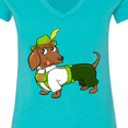 thumbnail image 4 of Inktastic Cute Brown Dachshund in Traditional German Wear Women's V-Neck T-Shirt, 4 of 5