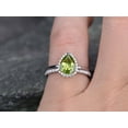 thumbnail image 2 of HeartsAndYou 2ct Natural Green Peridot Bridal Set Halo Engagement Ring 14k SOLID White Gold, 2 of 9