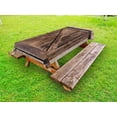 thumbnail image 1 of Rustic Outdoor Tablecloth, Aged Wooden Sliding Barn Door with Vintage Texture Architectural Farm House Print, Decorative Washable Fabric Picnic Table Cloth, 58 X 84 Inches,Brown Beige, by Ambesonne, 1 of 2