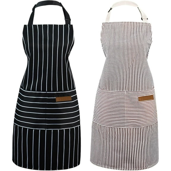 2 Pack Apron - Unisex,Adjustable Bib Kitchen Apron,Cooking Apron,Aprons for Women Men with Pockets,Chef Aprons