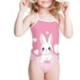 thumbnail image 3 of FOR U DESIGNS Heart Rabbit Halter Swimsuit for Kids Girls 3-4 Years Old Comfy Swimwear for Beach Surfing Pink One Piece Bathing Suit Cute Summer Beachwear, 3 of 6