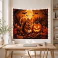 thumbnail image 4 of Squirrel with Acorn and Jack O Lantern Under Full Moon, Cozy Rustic Style for Animal Lovers, Woodland Wall Art Halloween Gift, Tapestry Wall Hanging for Bedroom and Dorm, 4 of 5