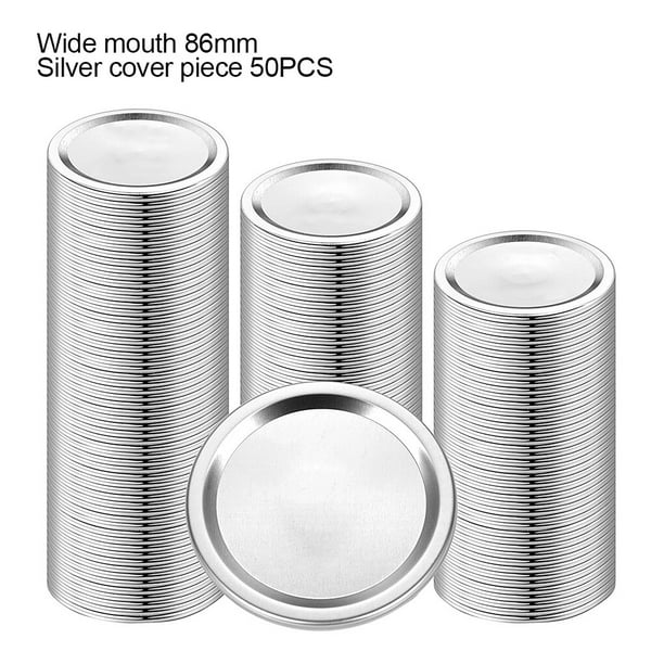 Bewildely Cubierta de tapas de banco de ranura de moneda de metal resistente a la oxidación para enlatado de tarros de albañil Organizadores de utensilios de cocina 50 pcs 86 mm