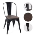 thumbnail image 5 of Topbuy Set of 4 Style Metal Dining Side Chair Wood Seat Stackable Bistro Cafe New, 5 of 8