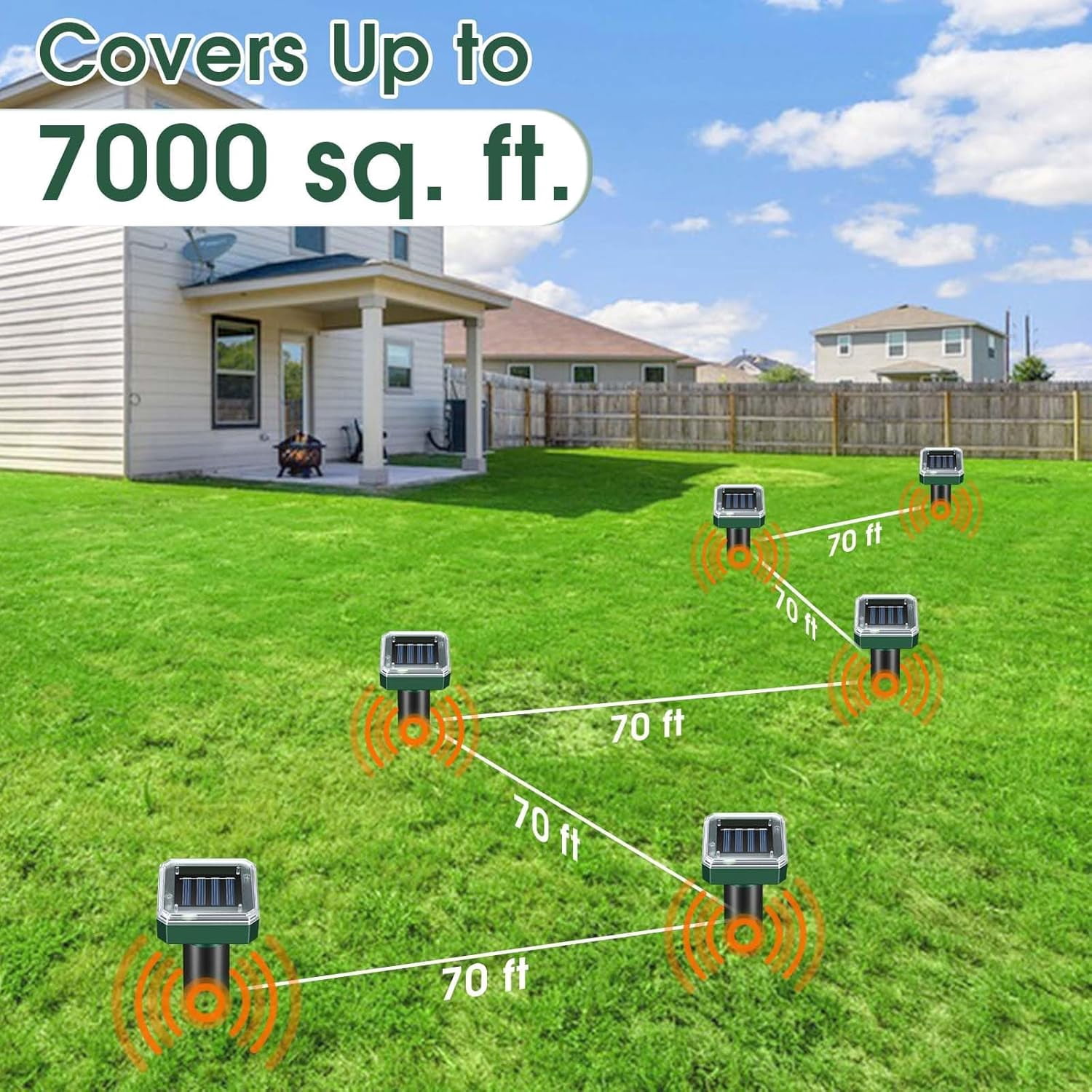 4 Pack Mole Repellent Solar Powered, Ultrasonic Pest Repeller Outdoor for Lawns & Gardens, Chipmunk, Gopher, Snake Deterrent, Deer Repellent Devices, Weatherproof, Dark Green