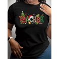 thumbnail image 2 of Camiseta para mujer con estampado navideño y de letras de profesor/a - Cuello redondo informal, manga corta, para primavera y verano, algodón lavable a máquina, ideal para practicar deporte., 2 of 7