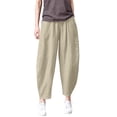 thumbnail image 6 of KDFJPTH Women's Solid Lantern Pants Elastic Waist Casual Harem Trousers Khaki XXXL/5, 6 of 6