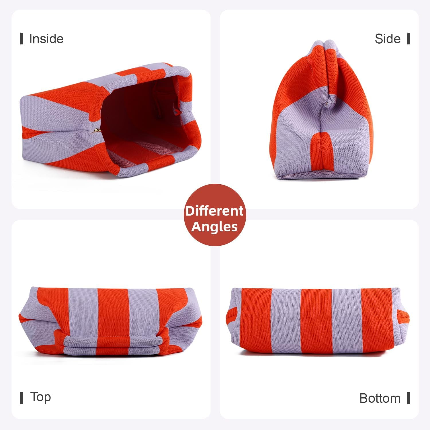 Summer Beach Clutch Purses for Women Woven Crochet Handbags Dumpling Clutch Ruched Cloud Purse Casual Colorblock Bag