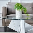 thumbnail image 6 of NYEESS 33.4 inch Round Tempered Glass Coffee Table with White MDF Legs, Modern Living Room Table, 6 of 9