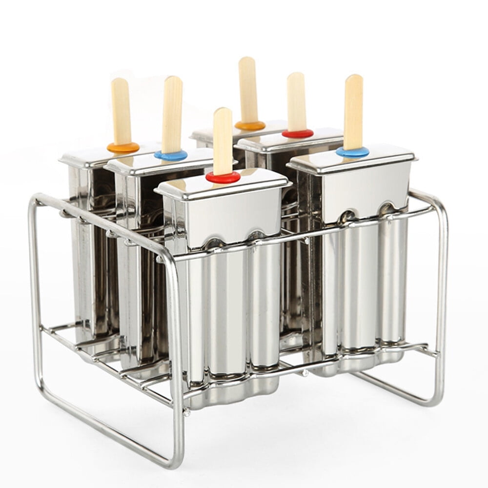 PEAKORA6pcs DIY Ice Cream Makers Stainless Steel Mold Kit Stick Holder Home