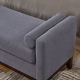 thumbnail image 6 of S-HOME Large Upholstered Boucle Fabric Ottoman with Pillows, Window Bench for Living Room, Home Entryway Seating, Dark Gray, 6 of 7