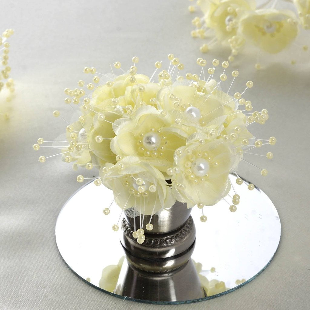 BalsaCircle 72 Faux Pearl Craft Beaded Flowers Mini Flowers For