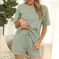 thumbnail image 4 of Summer Plus Size Casual Fshion Two Piece Sets For Women New Short Sleeved Home Solid Color Casual Womens Two Piece Sets, 4 of 4