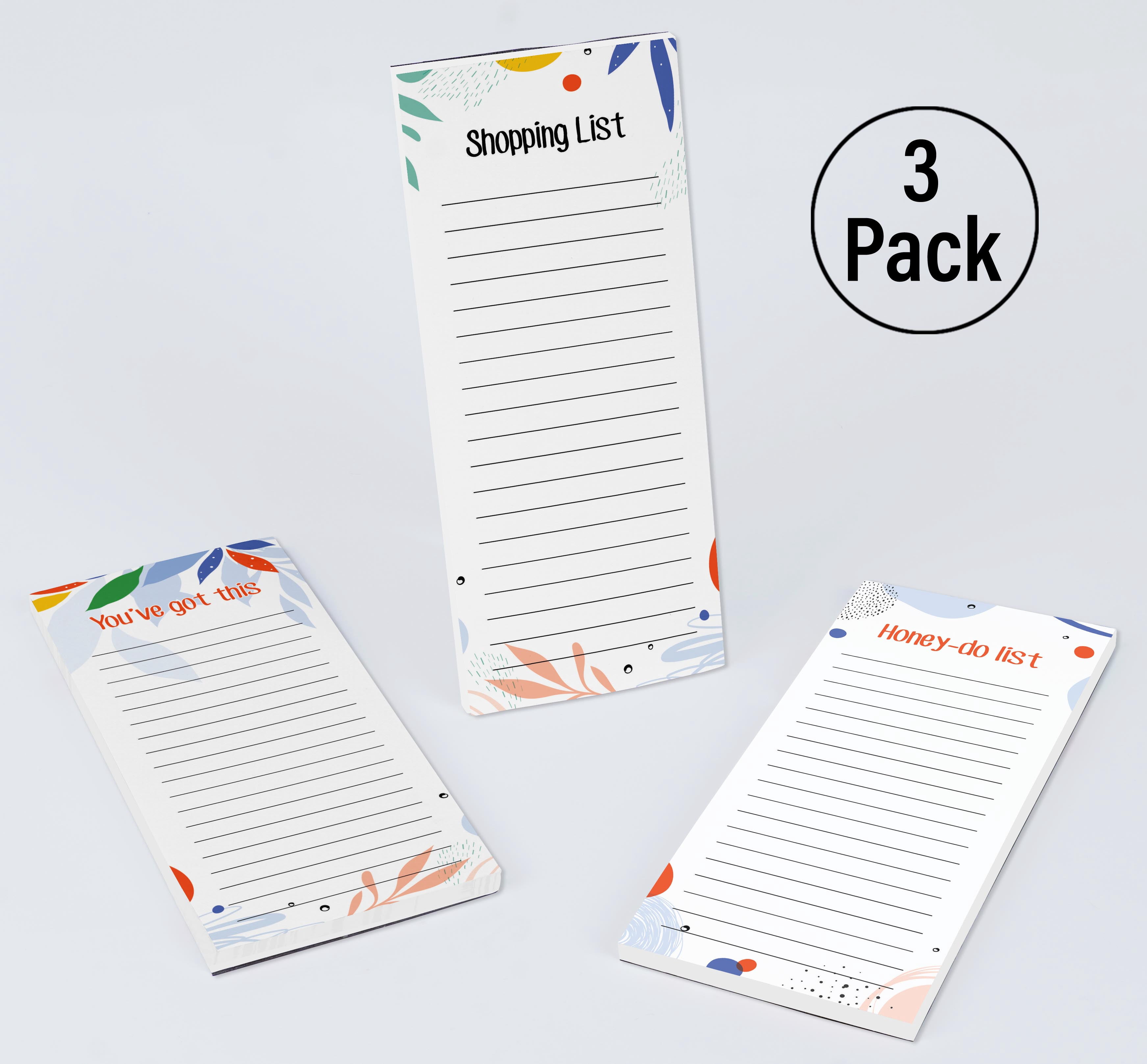 Inkdotpot Pack of 3 Magnetic Fridge To-Do List Notepads- Magnetic Memo Pads For Refrigerator-(50 Sheets Each)-FY