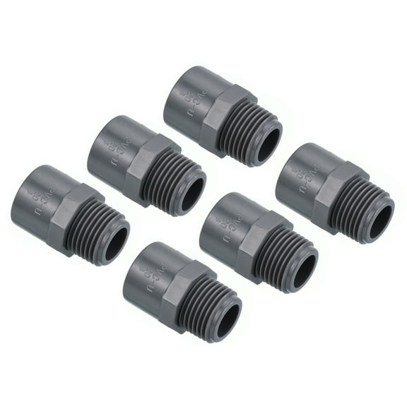 Uxcell Pipe Fitting G1/2 Male Thread 20mm Socket Straight Connector, 6 Pack Gray