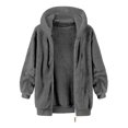 thumbnail image 4 of Stamzod Hooded Jacket for Men Solid Color Long Sleeve Fleece Black Jacket Men Casual Oversized Winter Coats with Pocket Dark Gray-2 L, 4 of 5