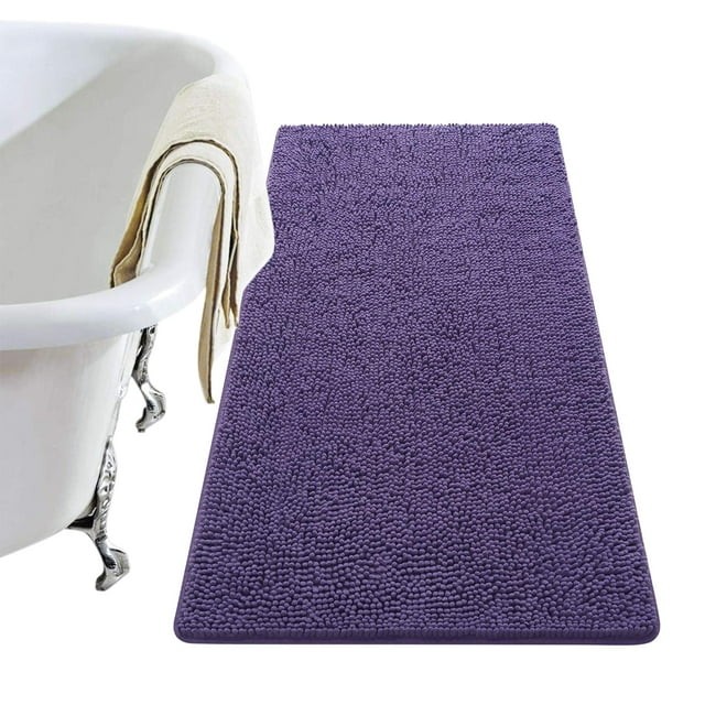 Alfombra de baño LOCHAS Luxury Shaggy de 60 x 120 cm, color morado oscuro
