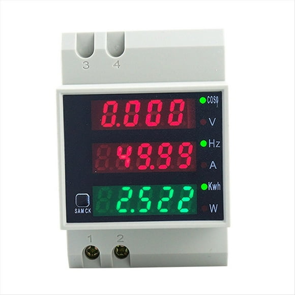 D52-2058 Vatímetro de Riel DIN, Medidor de Corriente y Voltaje, Medidor de Factor de Potencia Digital, CA 80-300 V, Medidor Multifunción de KWh y Hz, 0-100 A, A