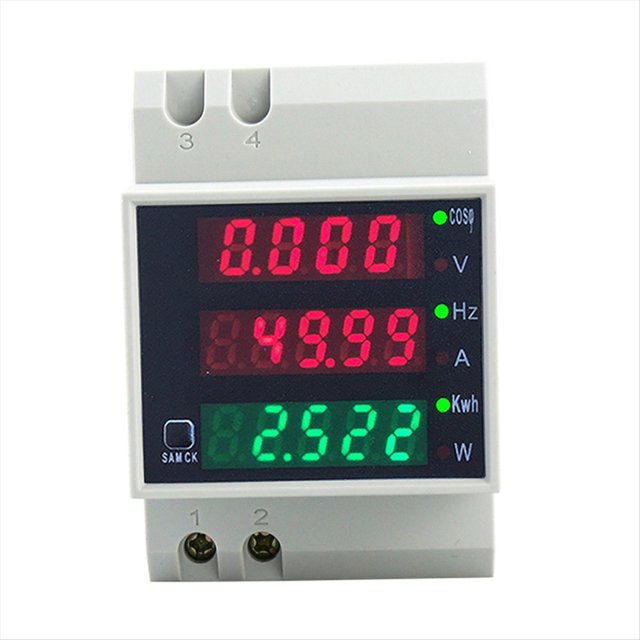 D52-2058 Vatímetro de Riel DIN, Medidor de Corriente y Voltaje, Medidor de Factor de Potencia Digital, CA 80-300 V, Medidor Multifunción de KWh y Hz, 0-100 A, A