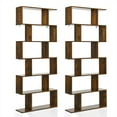 thumbnail image 1 of Gymax 2 PCS 6 Tier S-Shaped Bookshelf Storage Display Bookcase Z-Shelf Coffee, 1 of 10