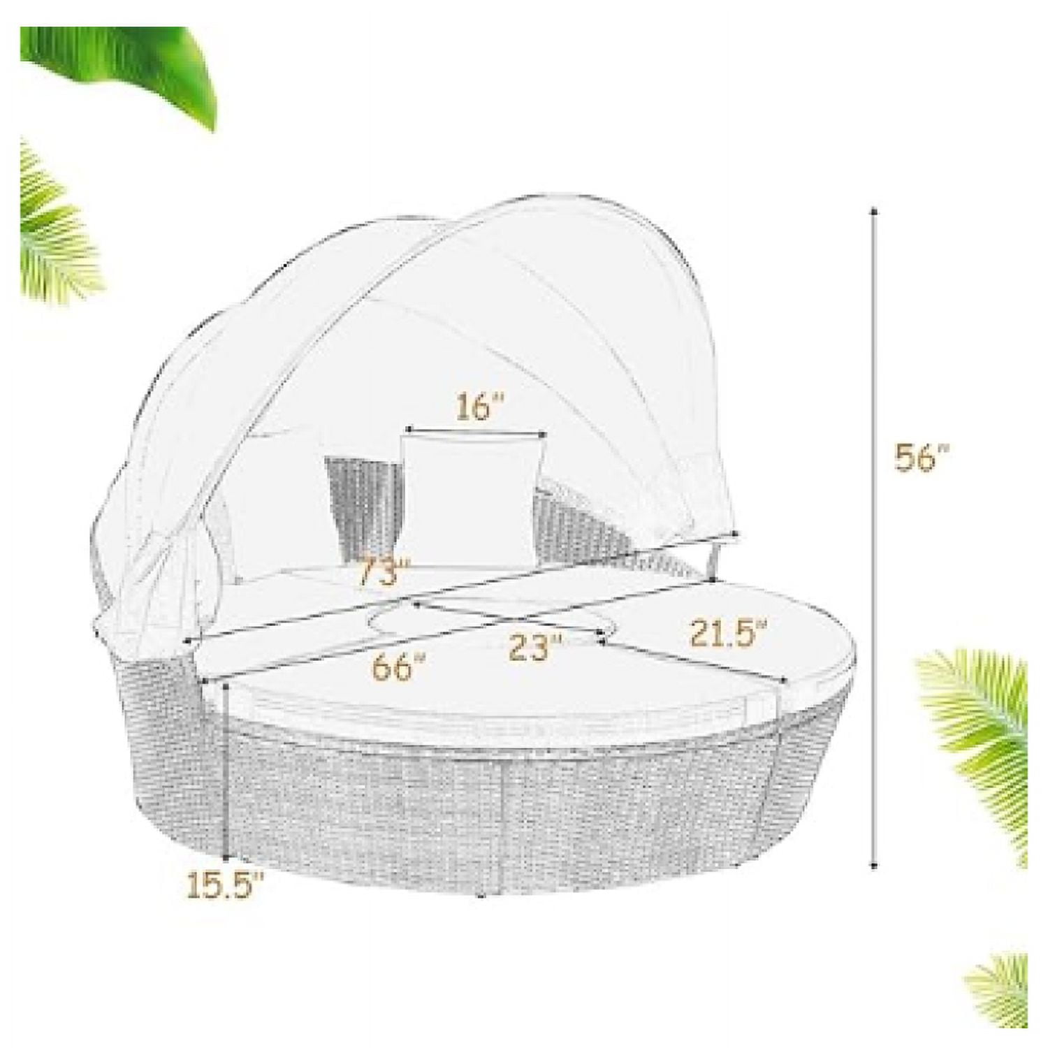 Aimee Lii Patio Round Daybed Rattan Furniture Sets with Canopy, Outdoor Patio Set Aimee Lii Patio Round Daybed Rattan Furniture Sets with Canopy, Outdoor Patio Set