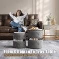 thumbnail image 2 of SUNVIVI Storage Ottoman Set of 2, Versatile Footrest Stool with Stainless Steel Base, Modern Round Vanity Stool Chair Foot Stools, Support 200lbs Padded Seat,Living Room, Bedroom,, 2 of 6