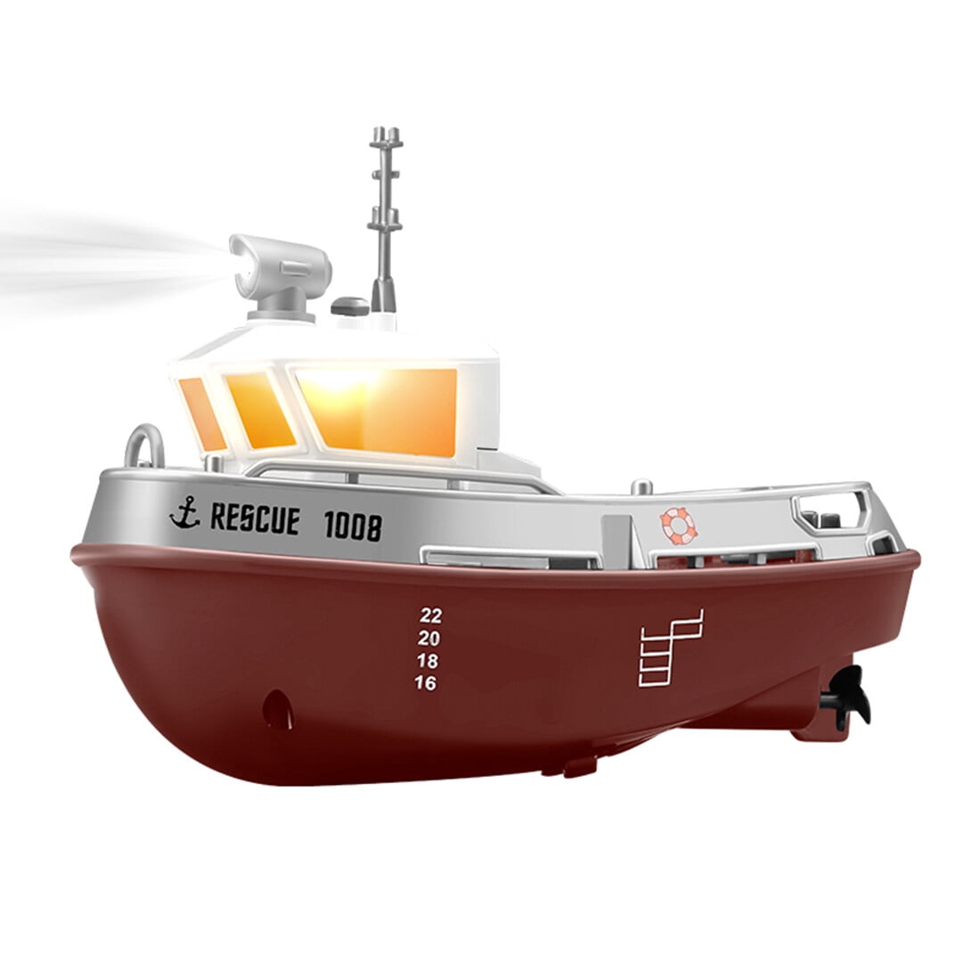 1/144 Scale RC Electric Yacht Model with Lights, 2.4GHz RC Boat Dual Motor Watercraft with Sealed Waterproof Design, Remote Control Boats for Lake River & Pool, Brown