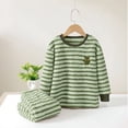 thumbnail image 3 of DHFJKG Boy Girl Striped Fuzzy Winter Outfit 2 Piece Sets Long Sleeve Crewneck Pullover Elastic Waist Ankle-Tied Pants Home Relaxation Outfits For Kids 3-16 Years Old Leisure Outfit, 3 of 4