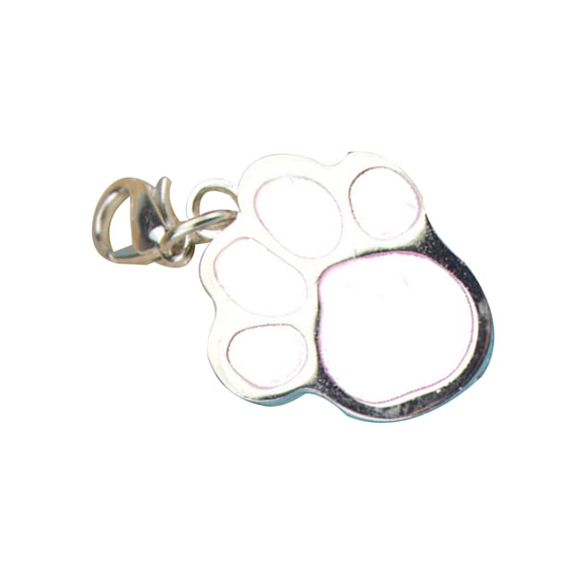 Methold Collar con etiqueta de perro con estampado de pata, colgante de huella, cadena, joyería de animales para Gato y mascota Suministros para perros Blanco
